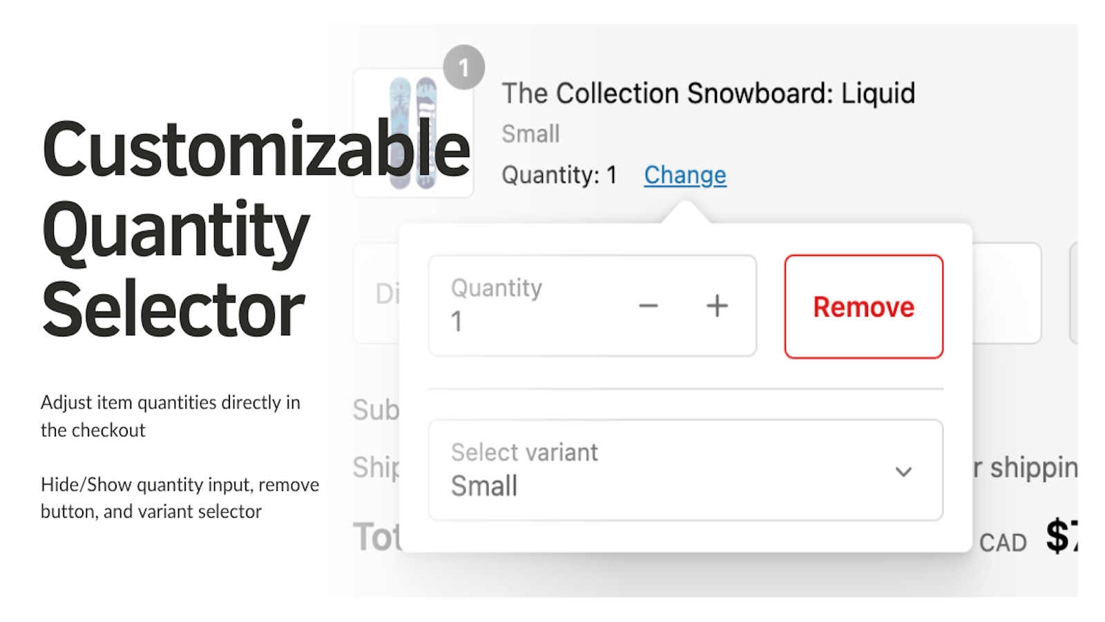 Customizable Quantity Selector