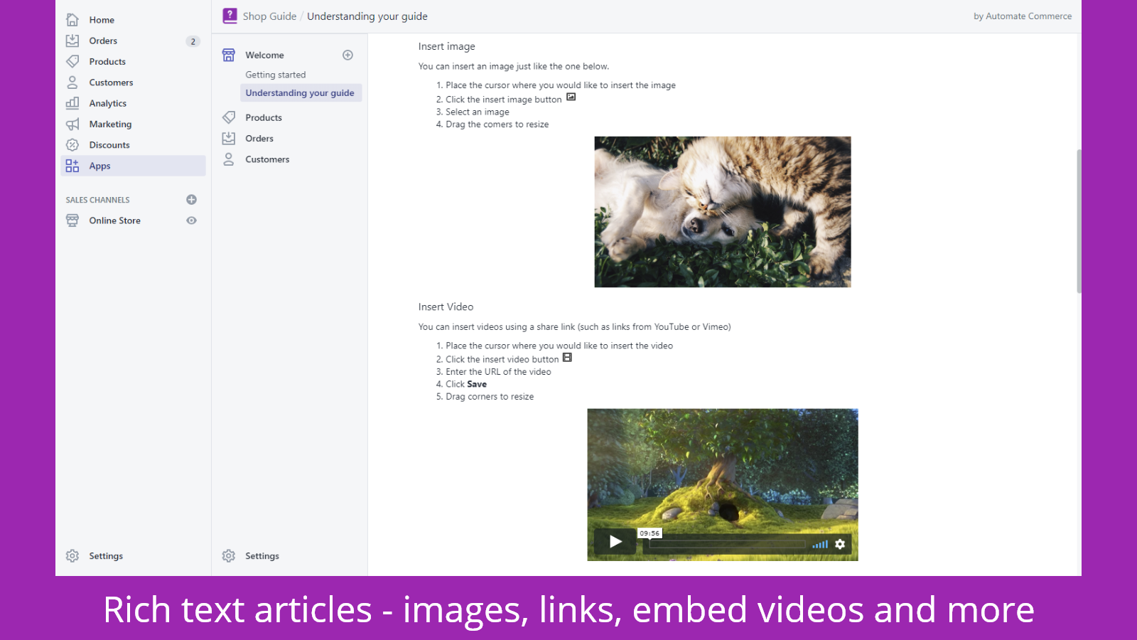Handbook - Shop User Guide - rich text articles