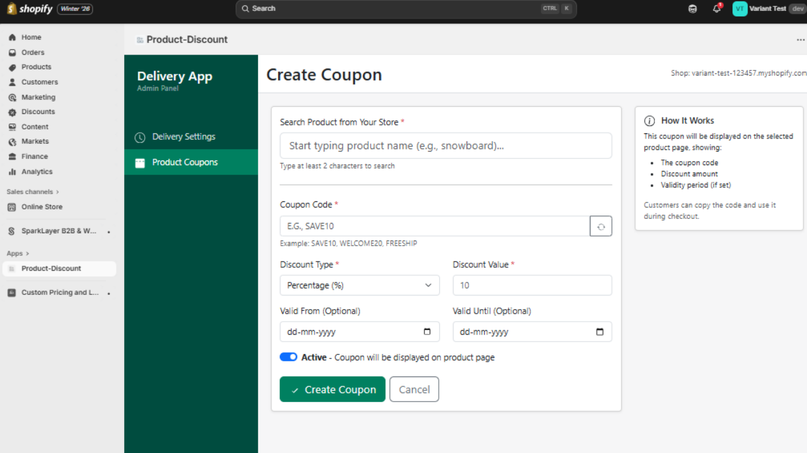 Create product-specific discount codes