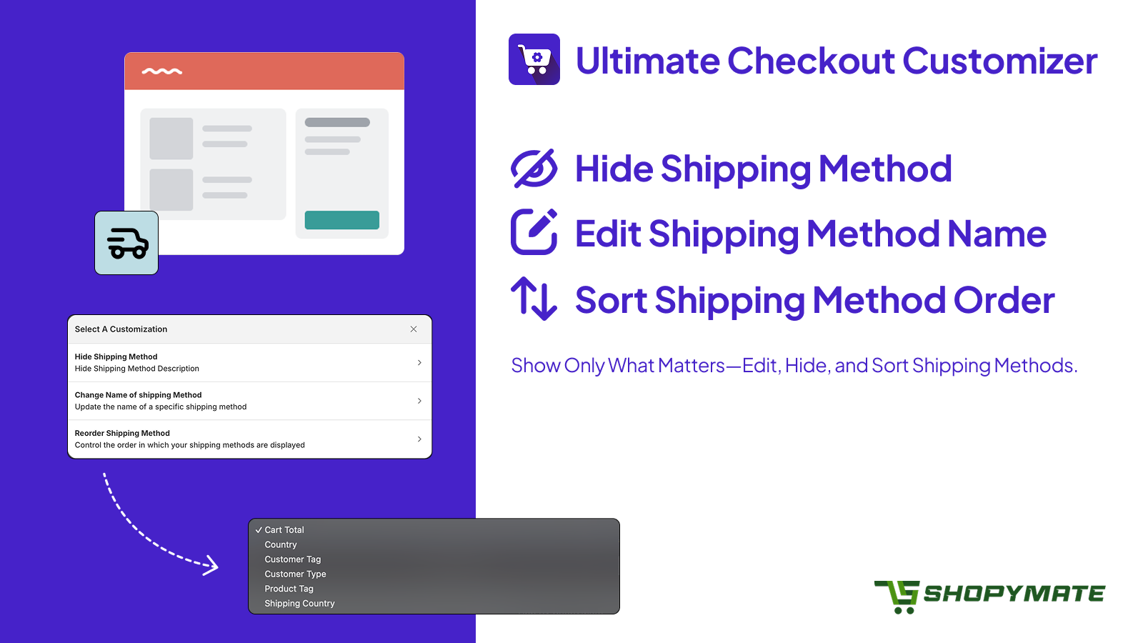 Customize shipping methods: hide, rename, and reorder options