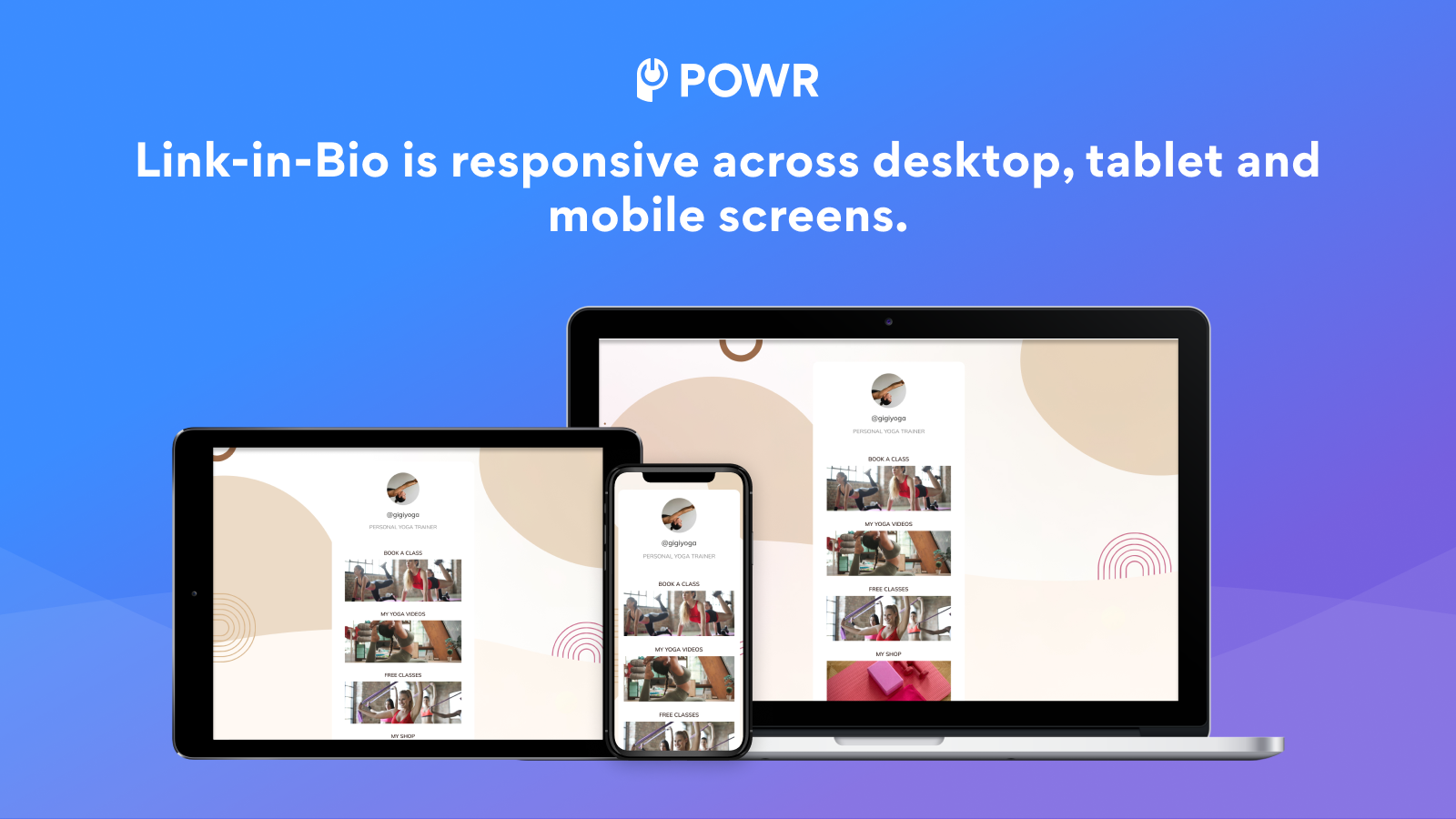Link-in-bio is responsive on all connected devices