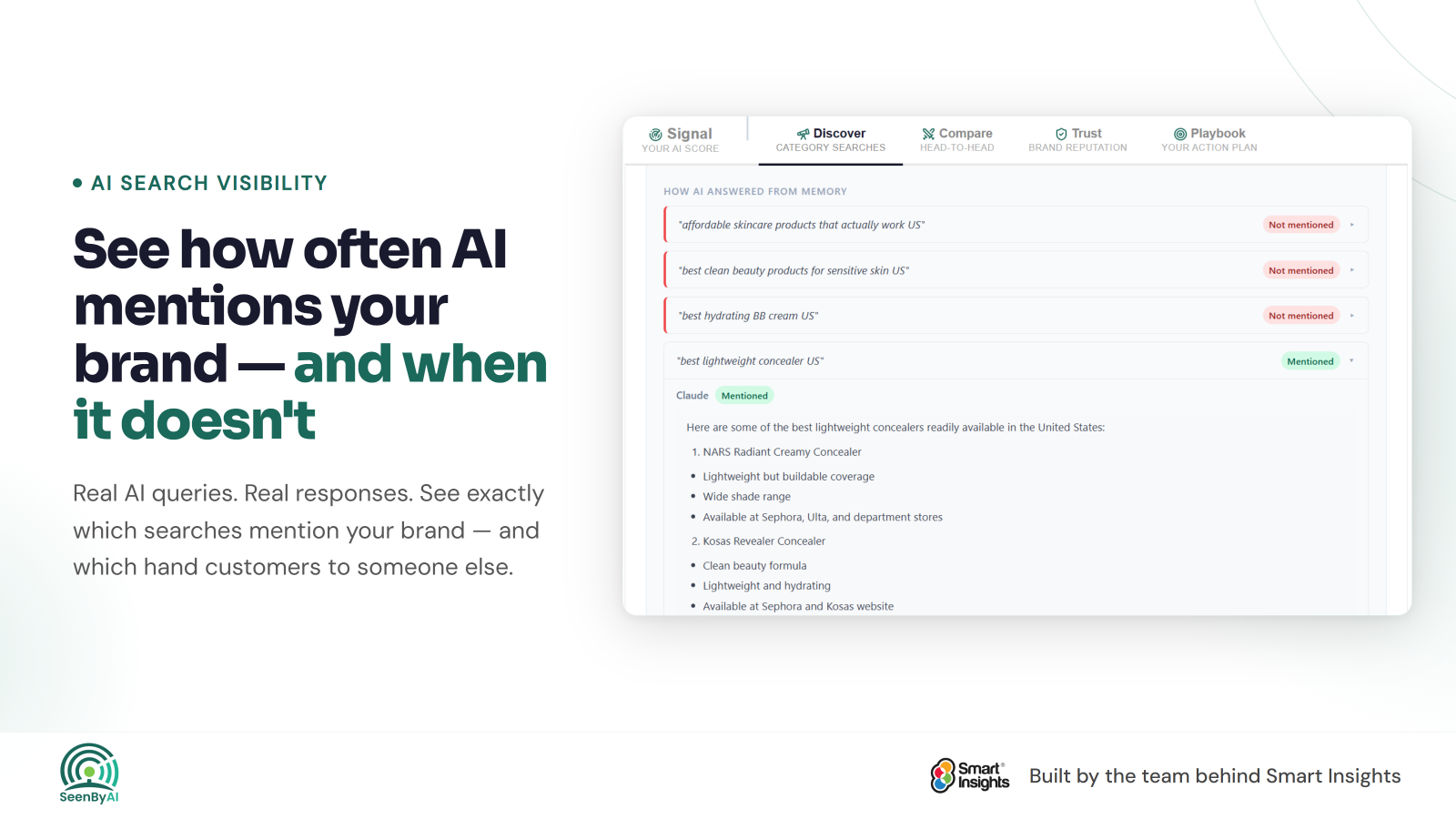 Category search results across AI models