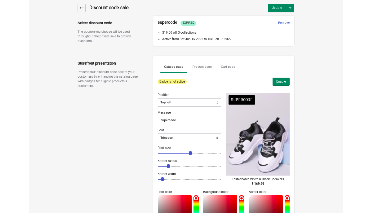 Create or edit promotion & customize badge and messages