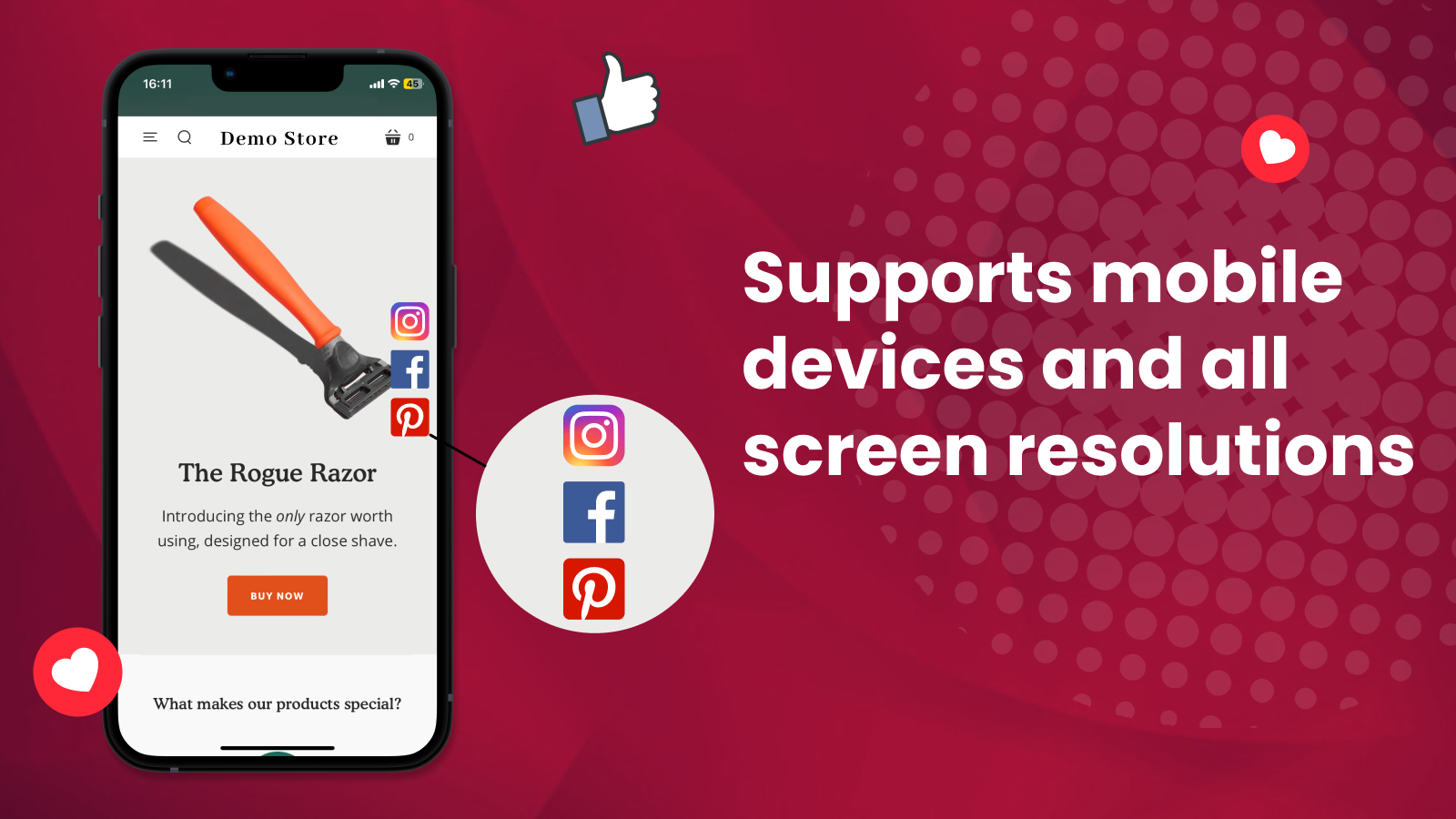 The app fully supports all mobile devices &amp; screen resolutions