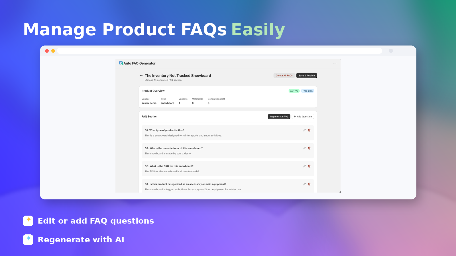 Manage Product FAQs Easil