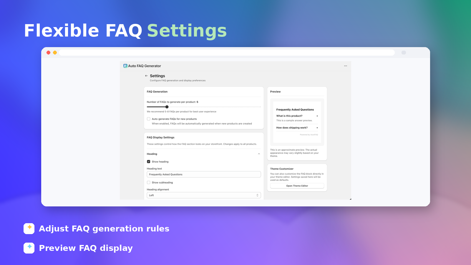 Flexible FAQ settings