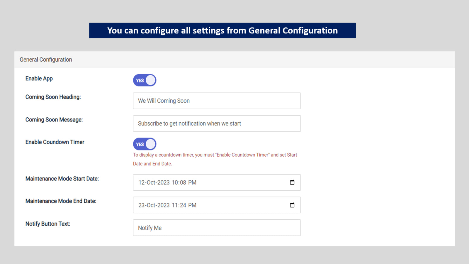 General Configuration