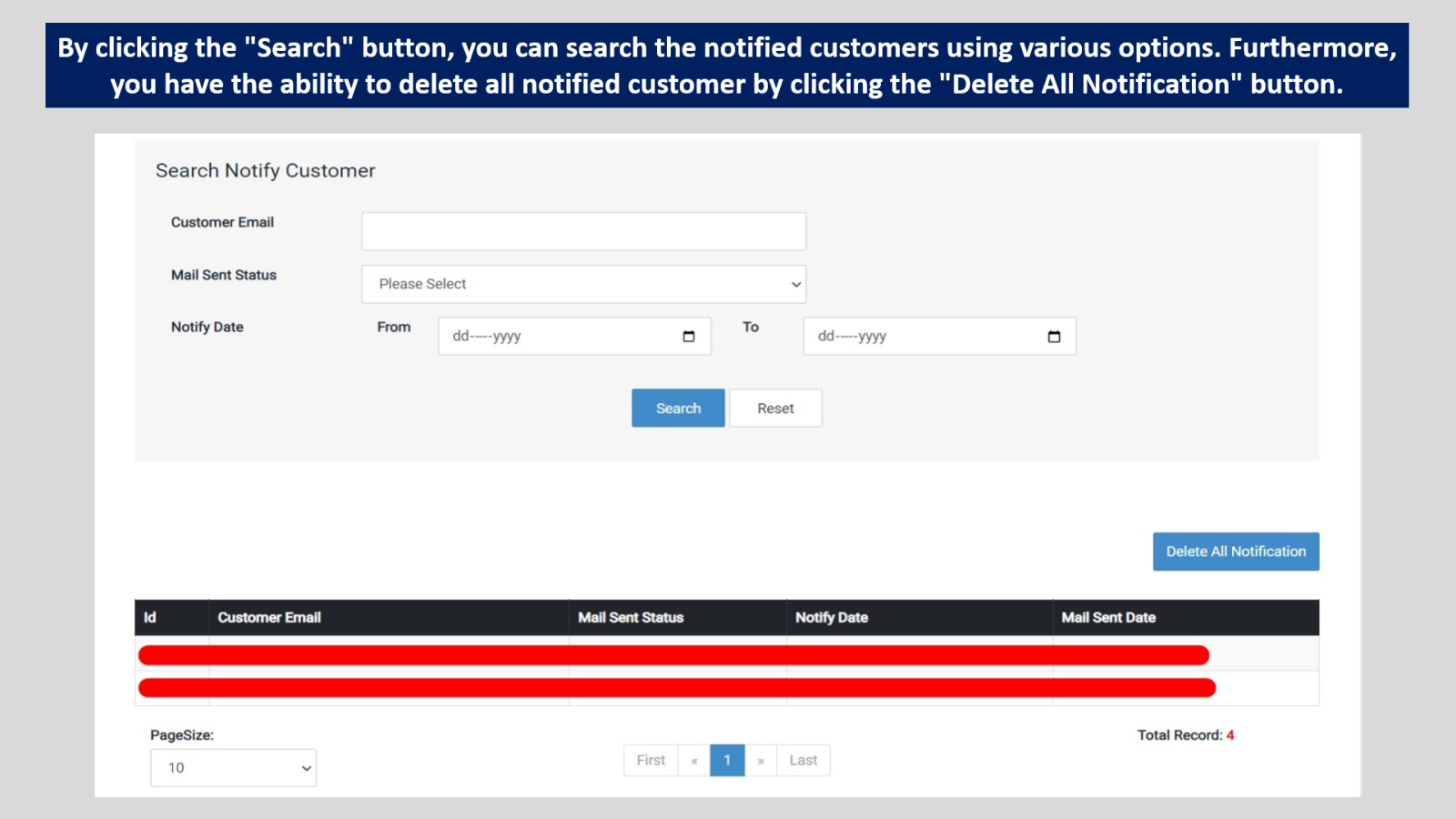 Manage Notified Customers