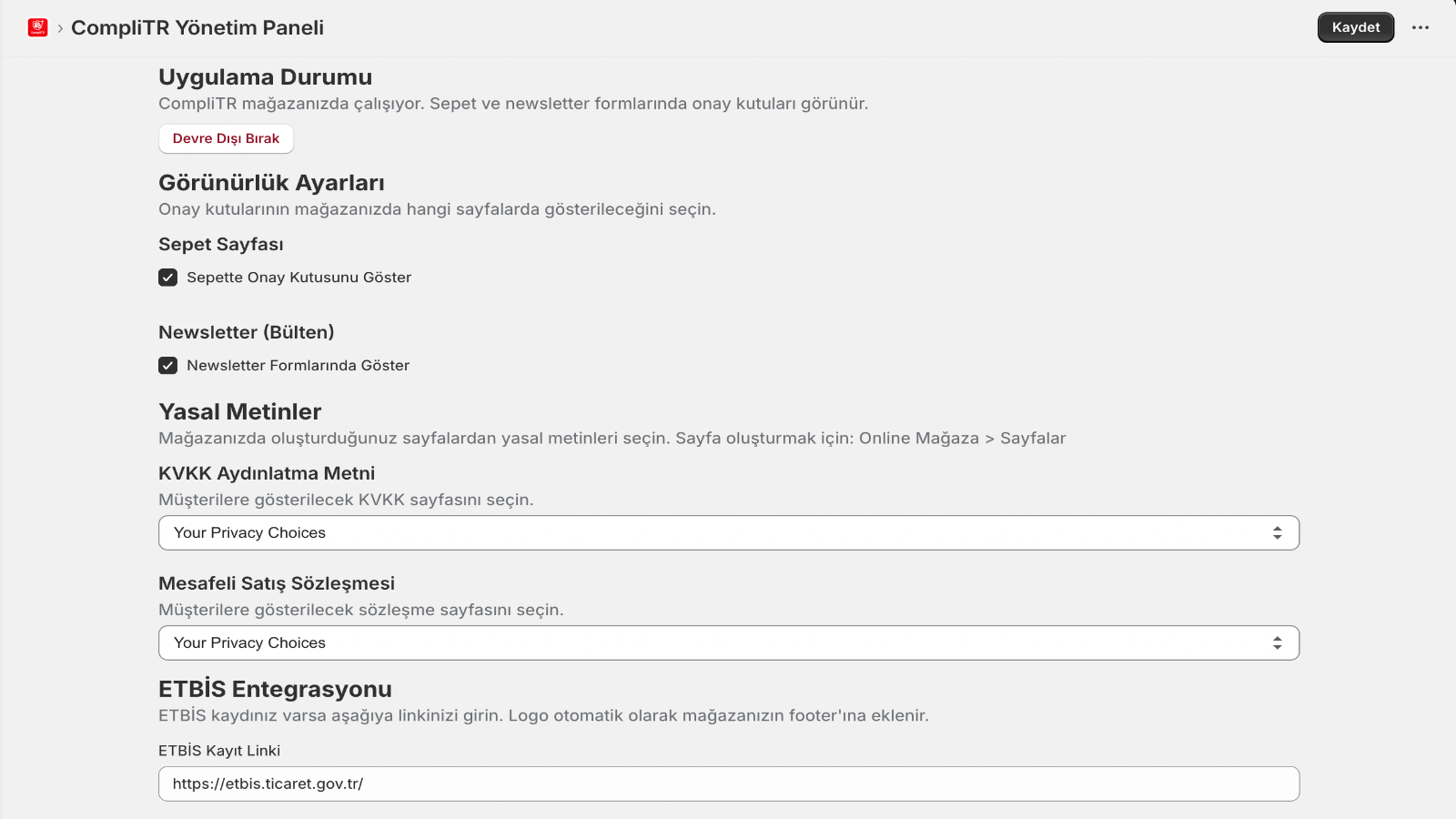 Kolay kurulum:Uygulama durumu, görünürlük, yasal metin yönetimi