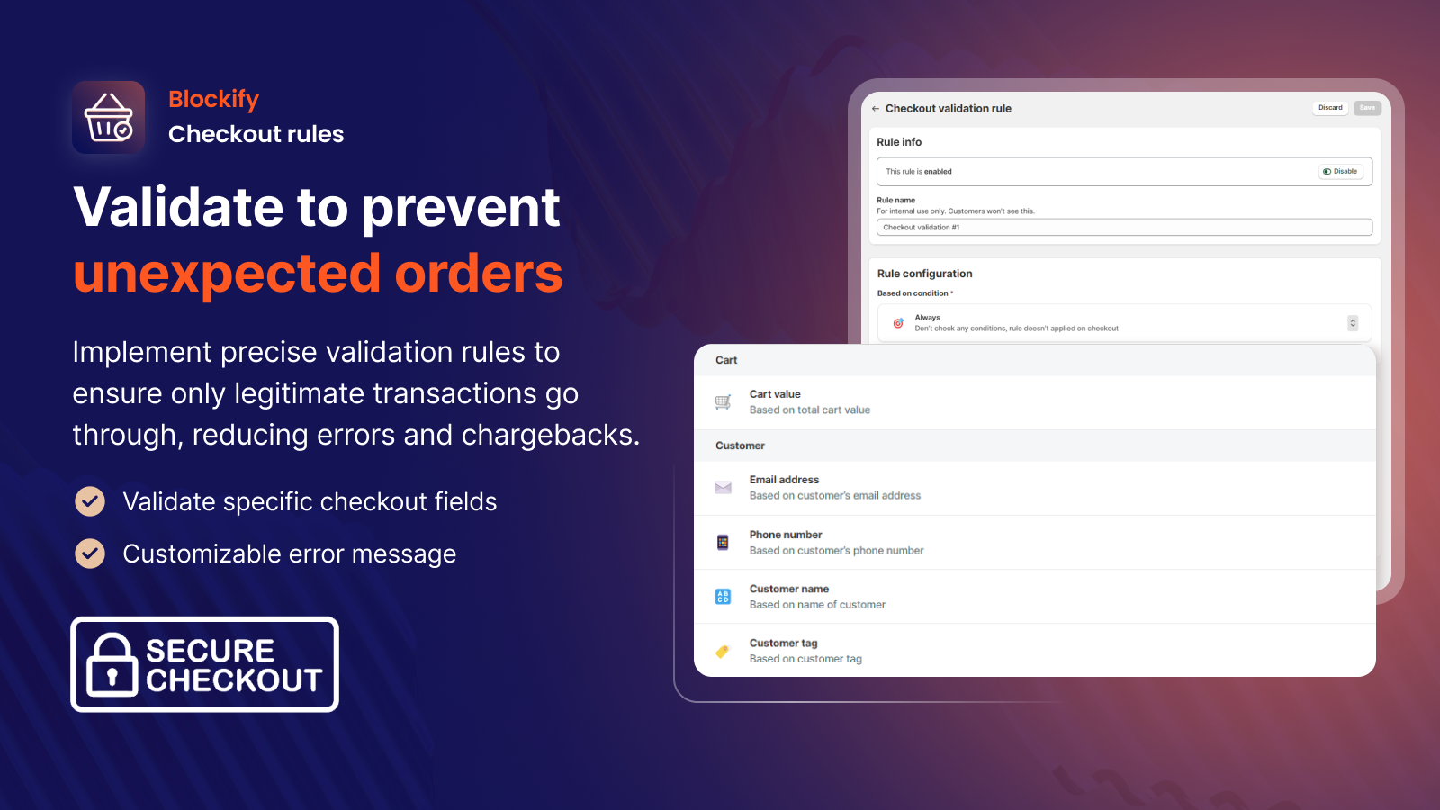 Checkout validation rule
