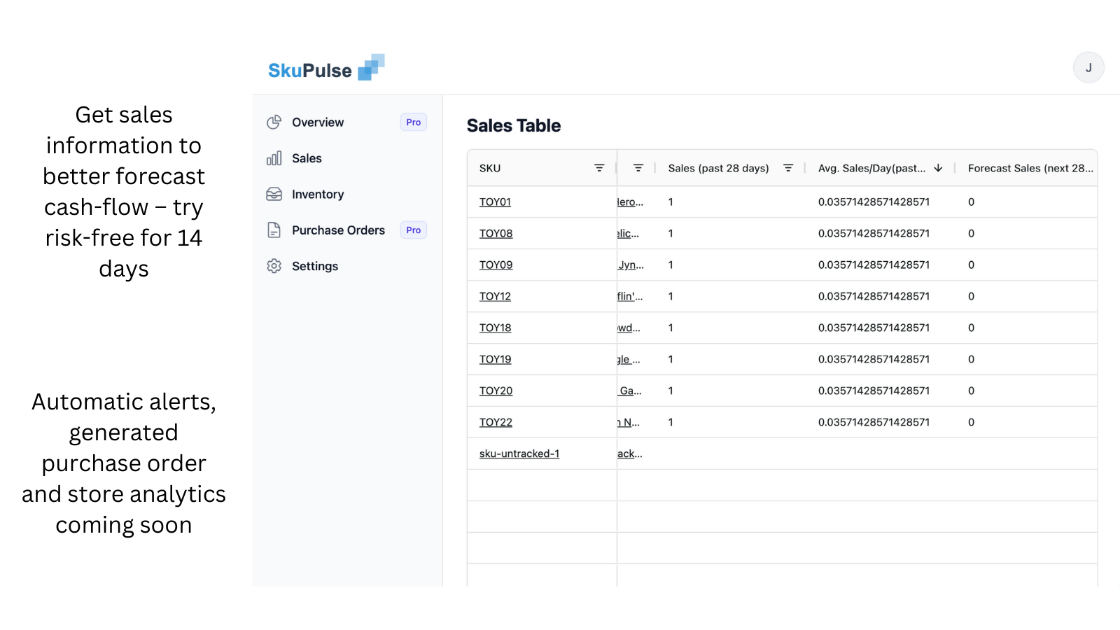 Sales information to forecast cash-flow