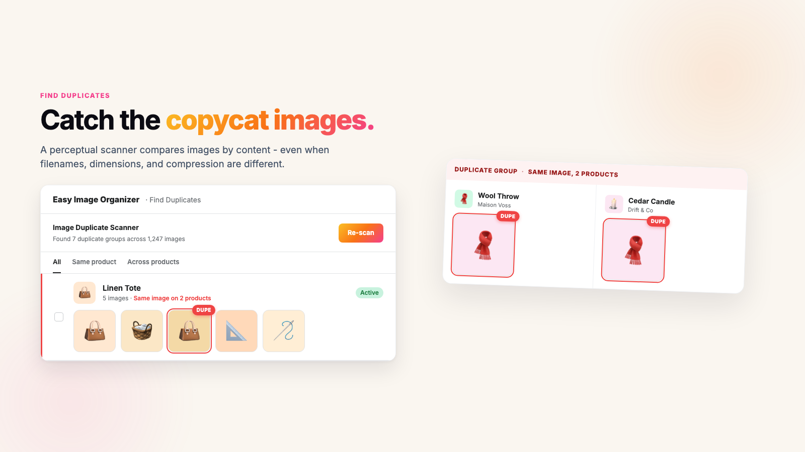 duplicate images - find duplicate product images in shopify