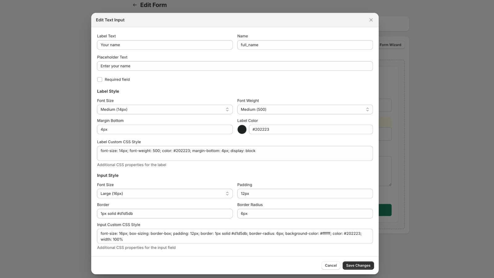 ORX - AI Form Builder - Edit Element