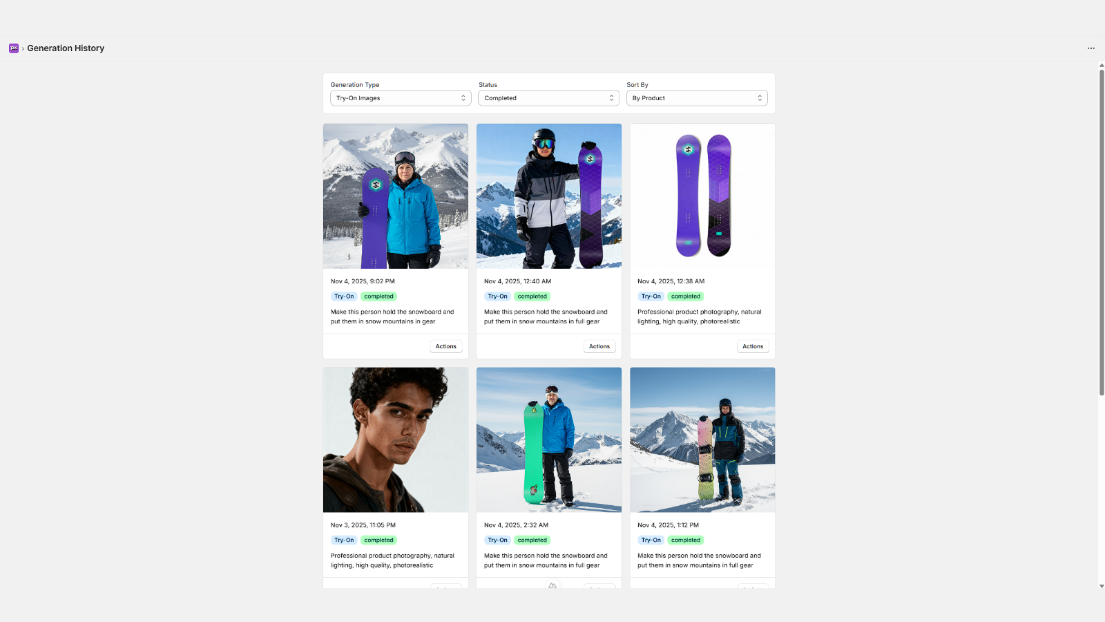 Generation history page