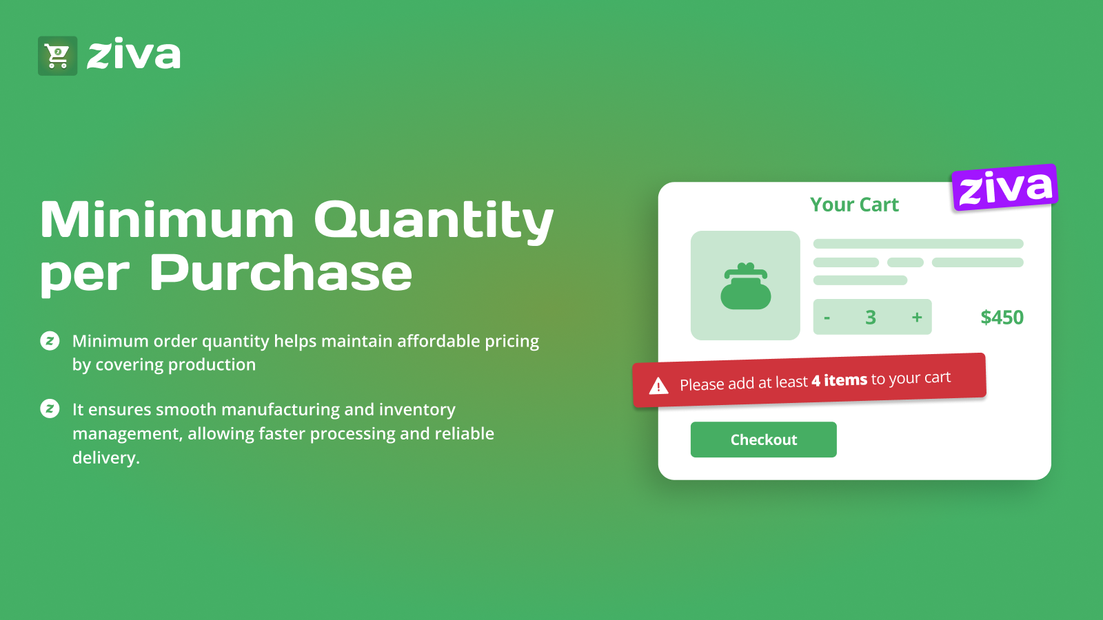 Ziva - Order Limits Quantity