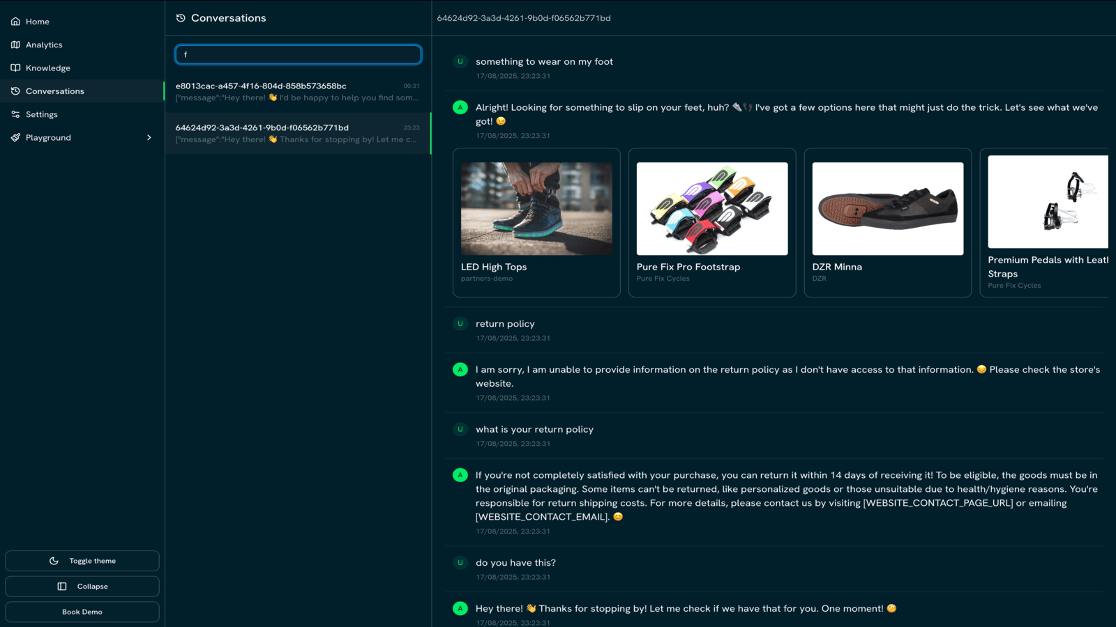 Track conversations by ARI