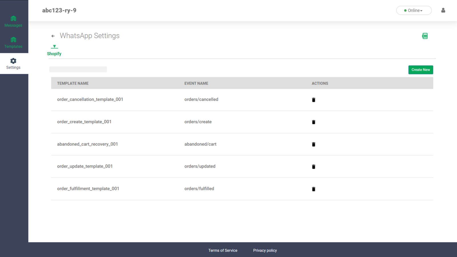 Shopify Settings Summary Page