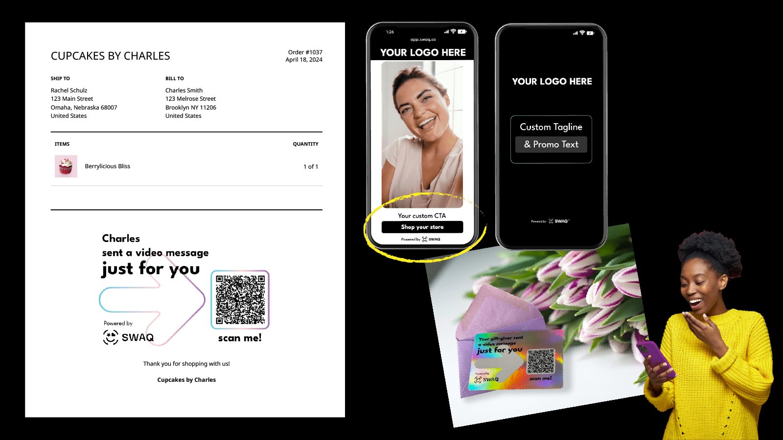 Auto prints on packing slip or card stock. More options too!