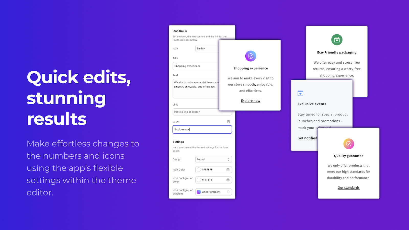 Settings of the provided app block