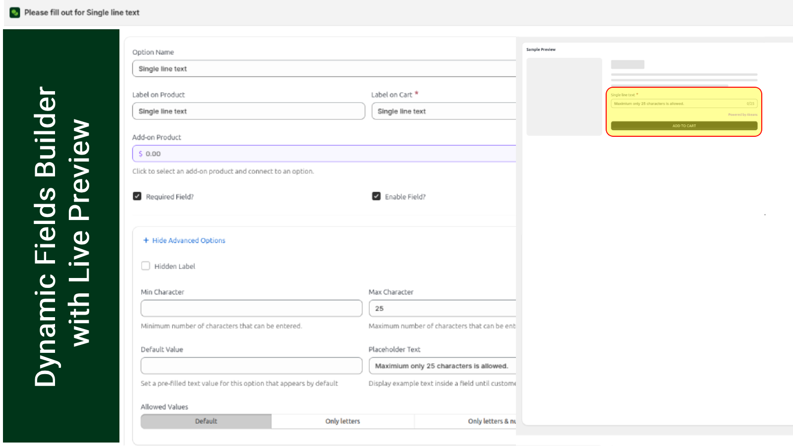 Dynamic Field Options with Live Preview