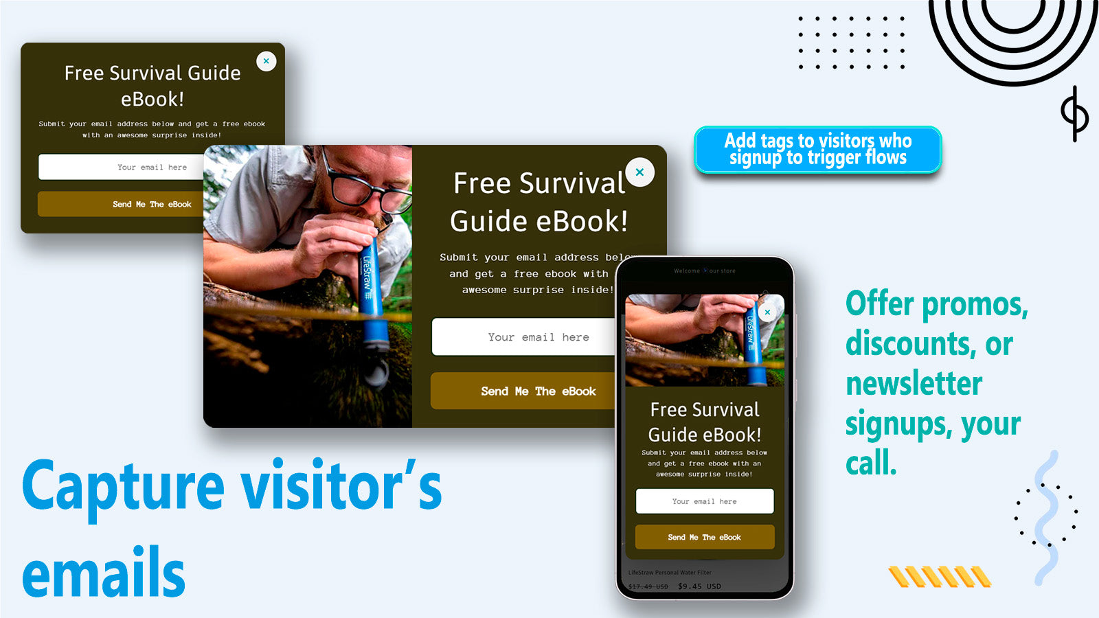 Use opt-In forms to capture visitor's emails using bubble videos