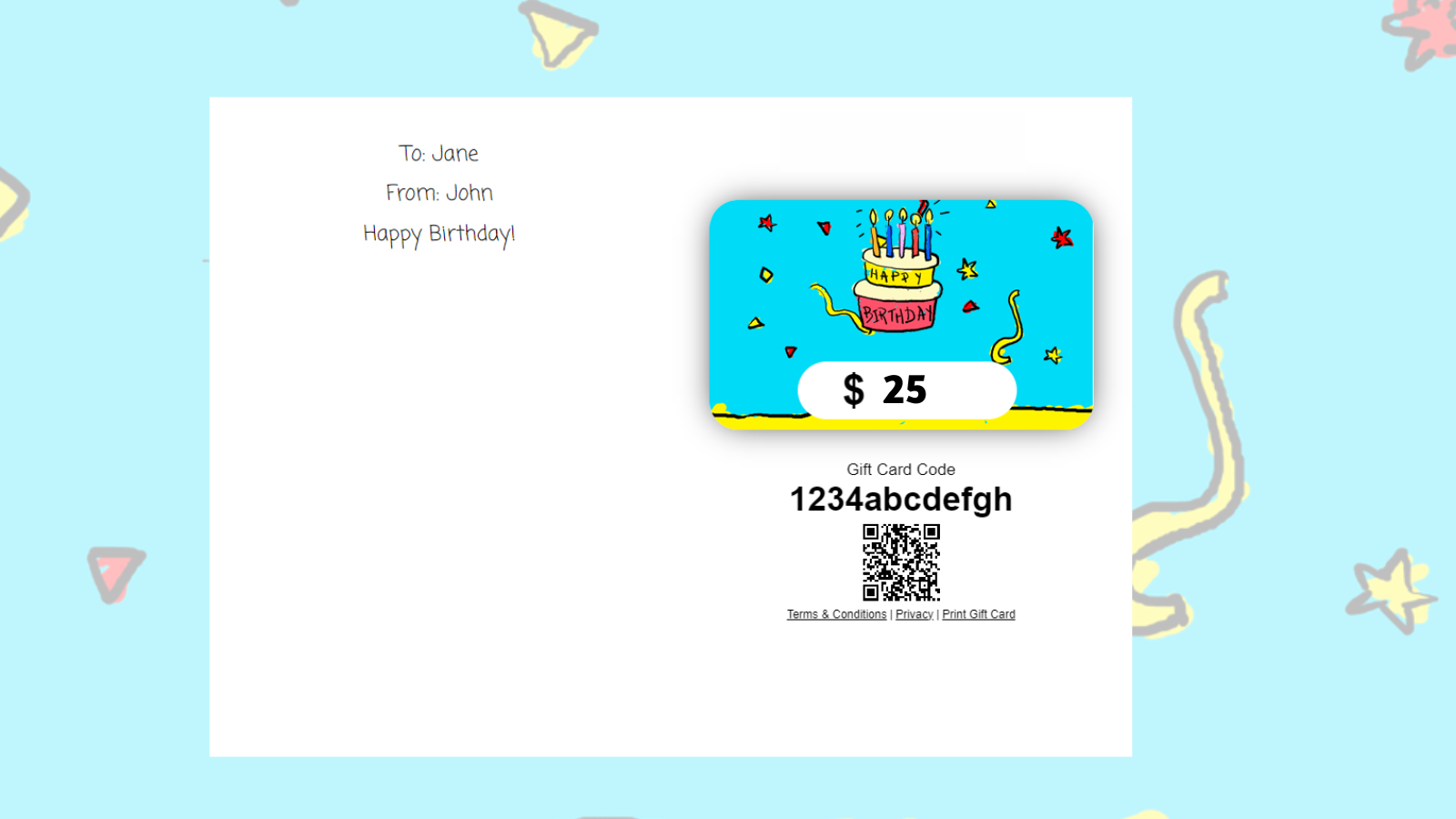 Send a personalized message with an easily accessible code 
