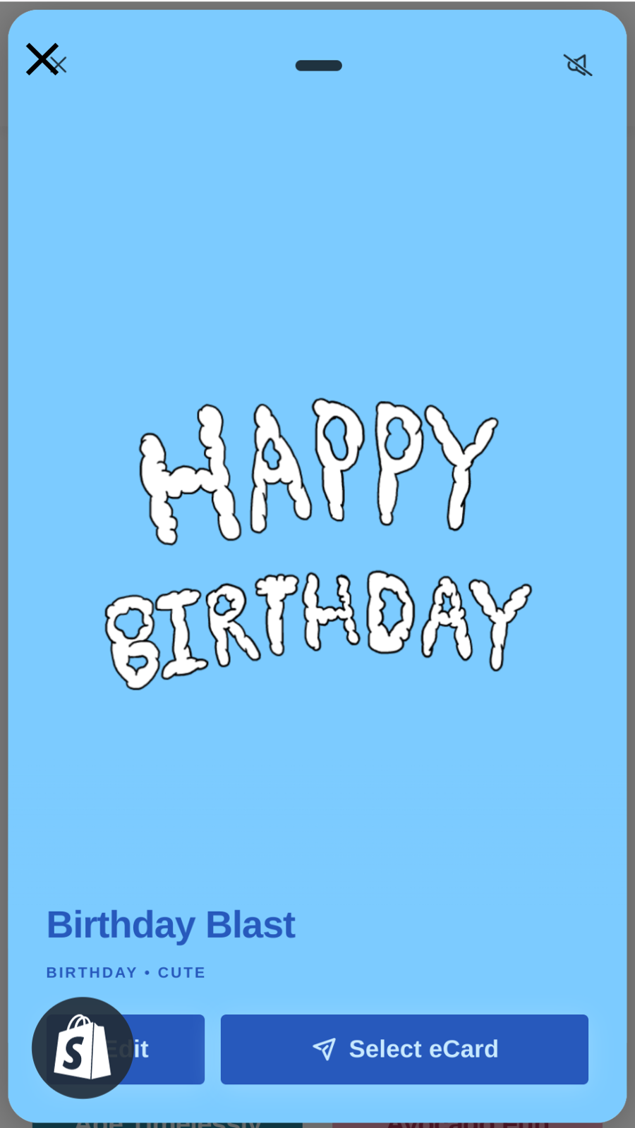 User selects the Greeting Card