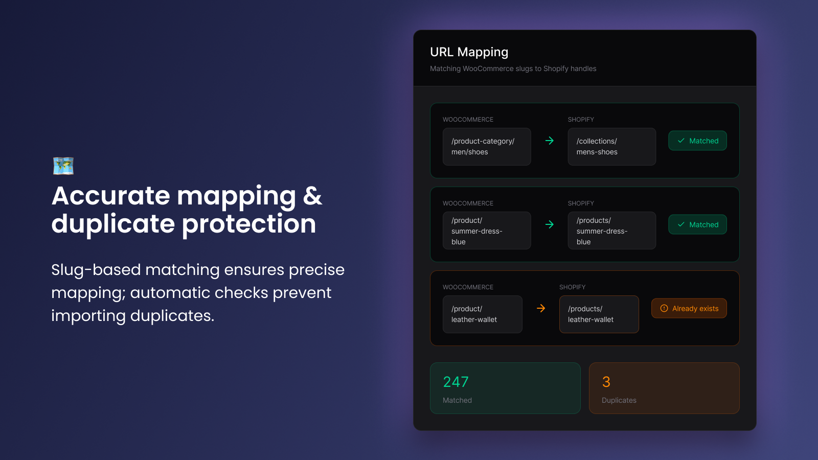Migration with accurate mapping and duplicate production