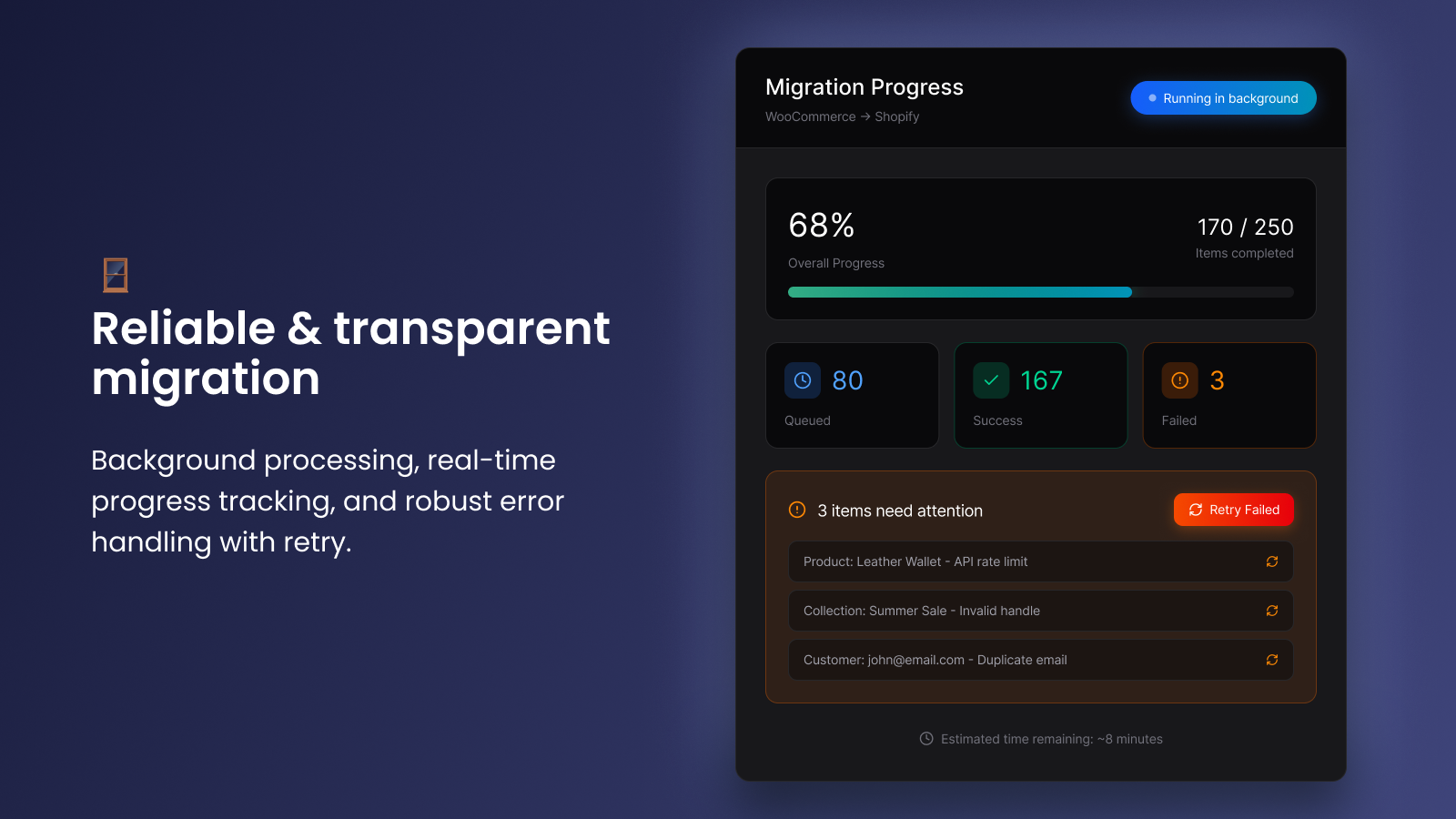 Reliable and transparent migration from woocommerce