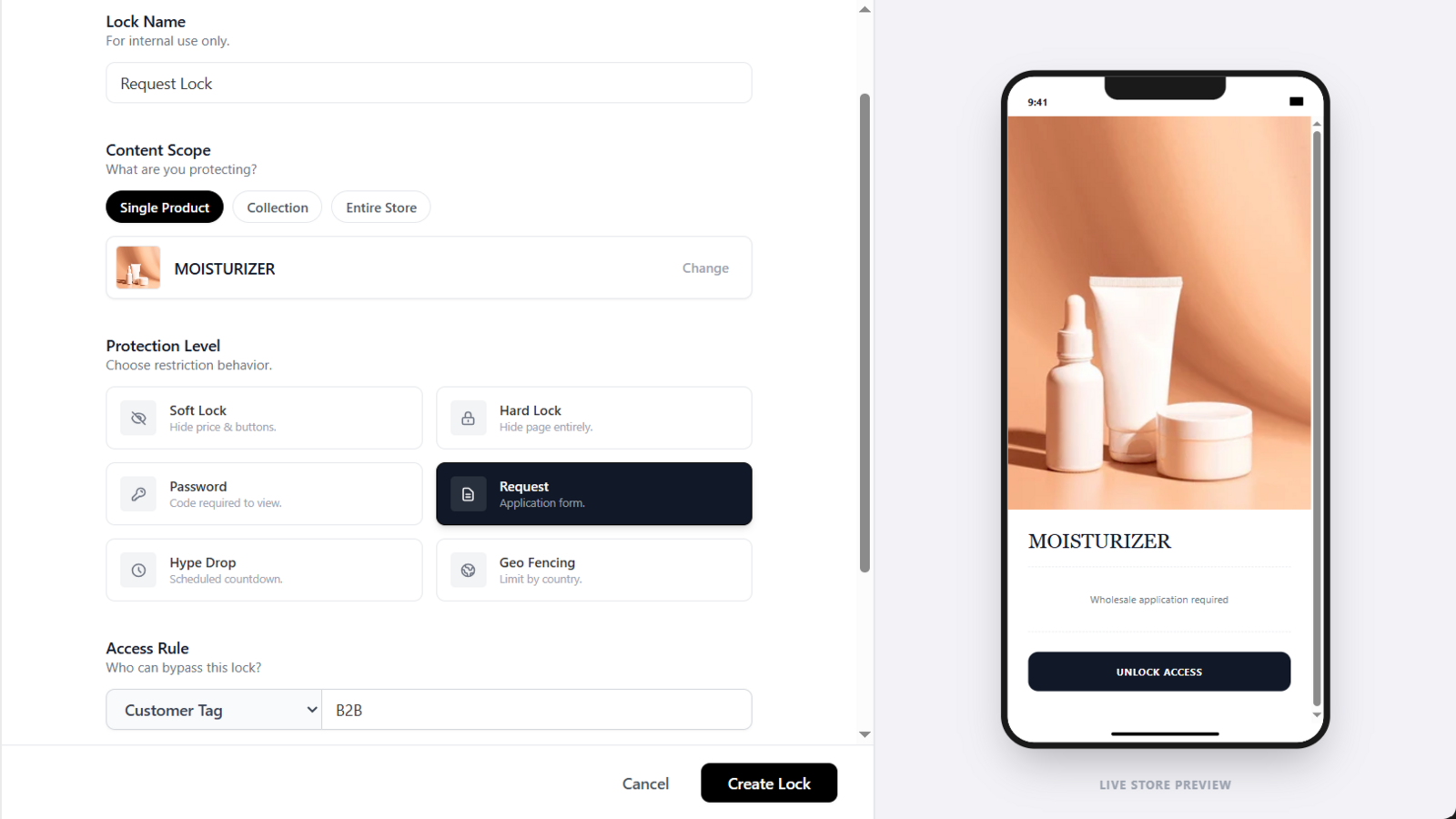 Create Lock interface Vault Guard - B2B Advanced lock 