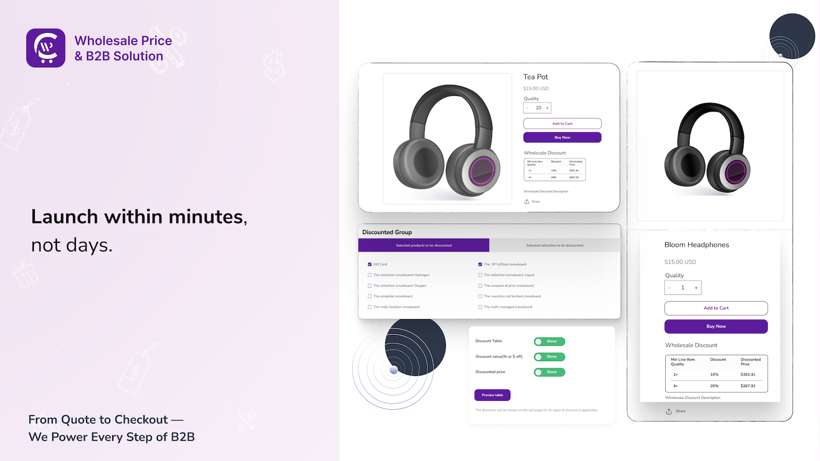 Quick wholesale pricing setup in minutes, not days