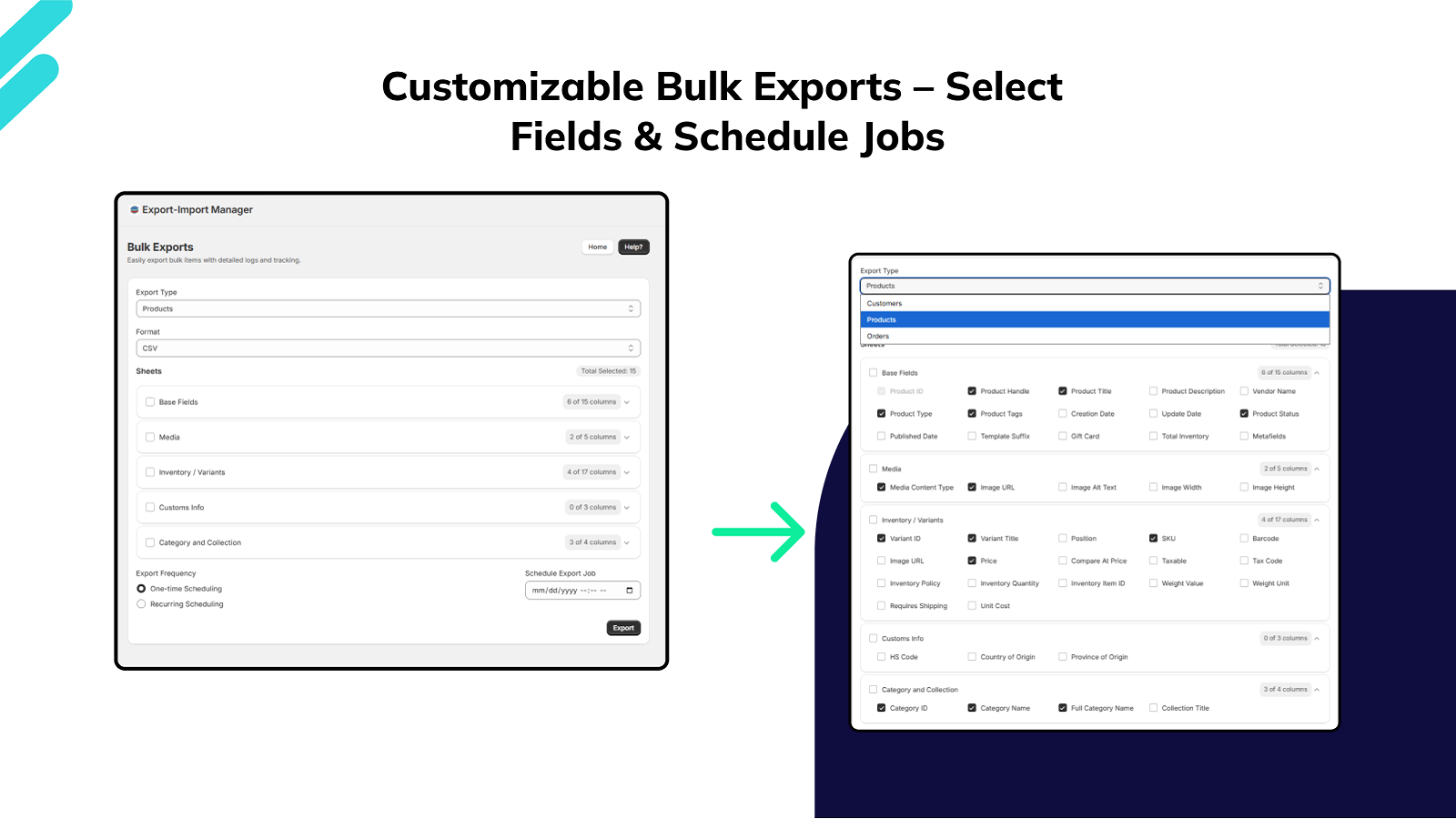 Customizable Bulk Exports – Select Fields & Schedule Jobs