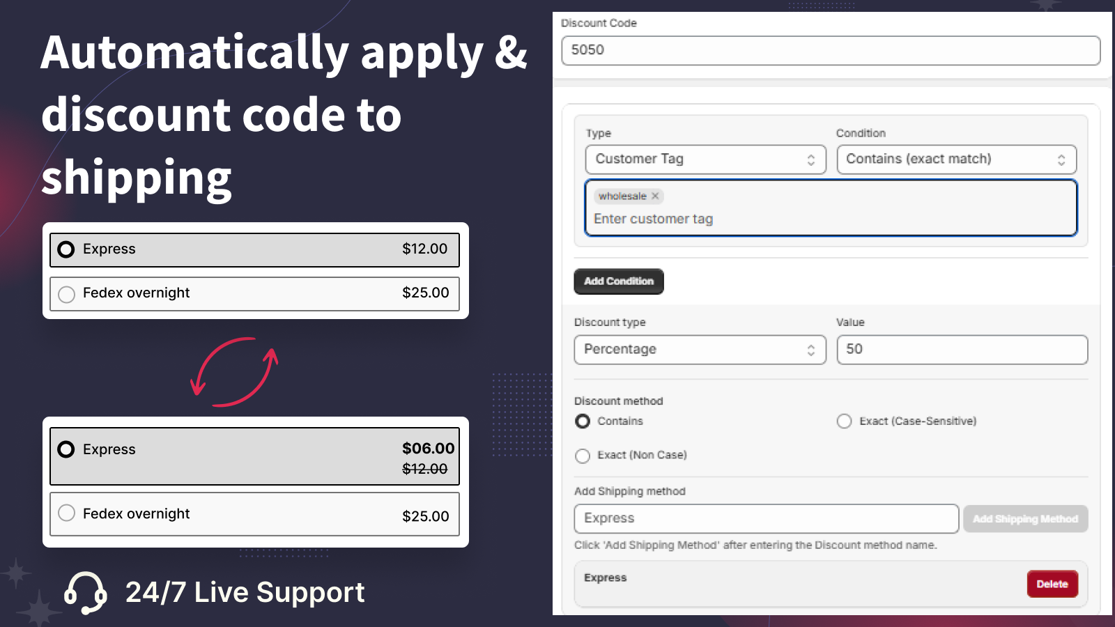 Apply shipping discounts automatically or through discount codes
