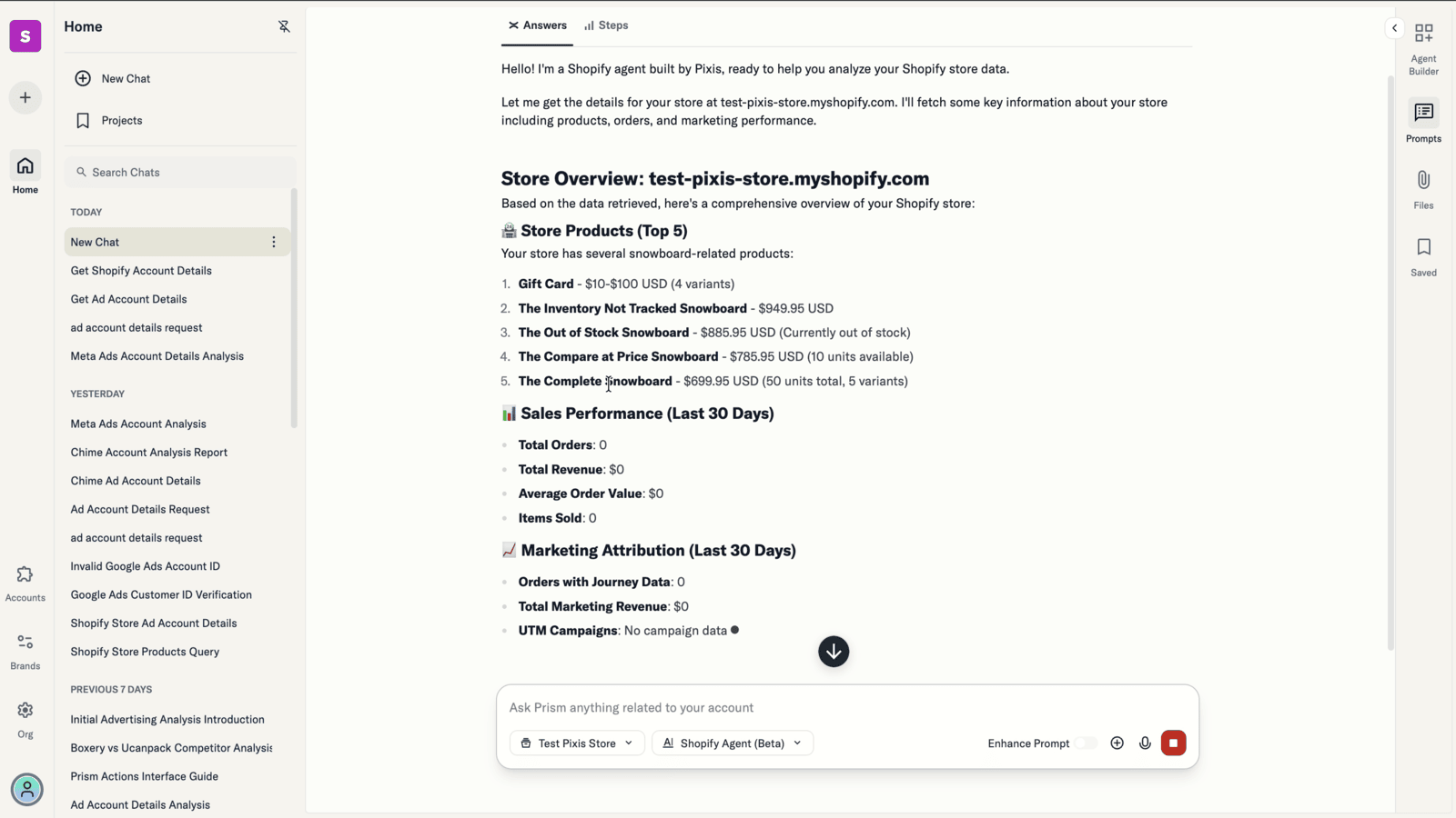 Complete store overview