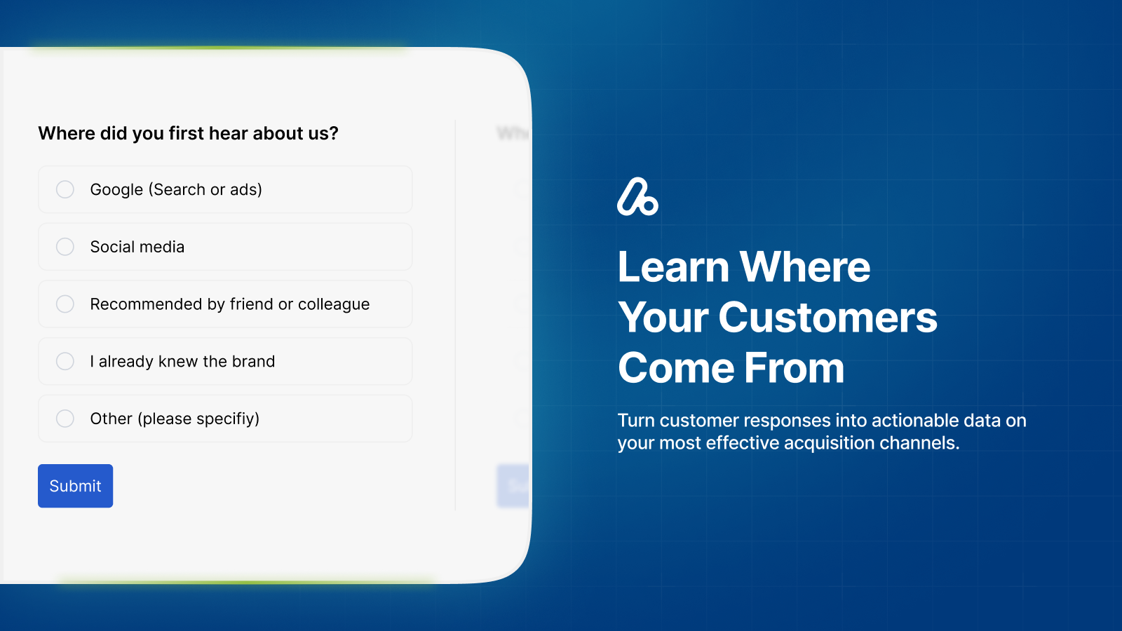 Customer discovery source survey shown after checkout