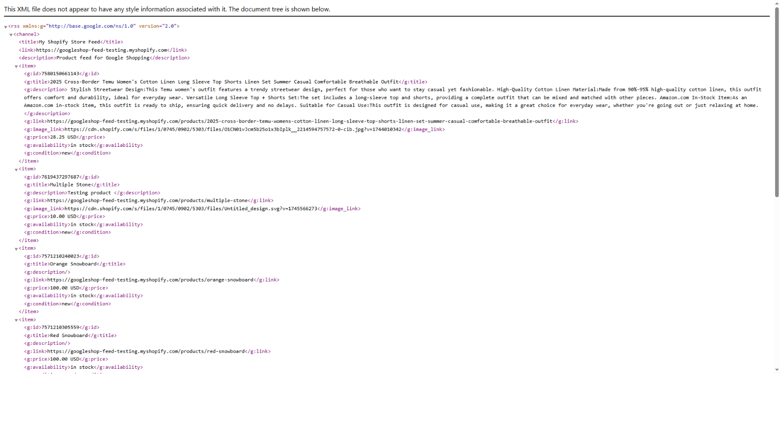 Your product feed is live in Google XML format—ready to use!