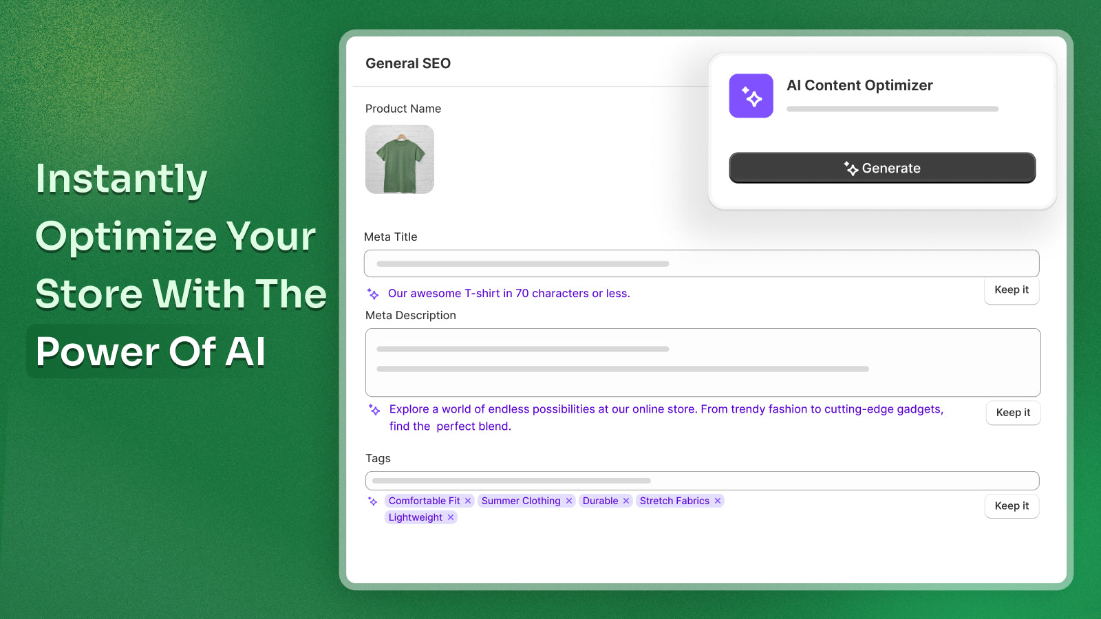 Add Meta Description, Meta Title, & Keywords with AI