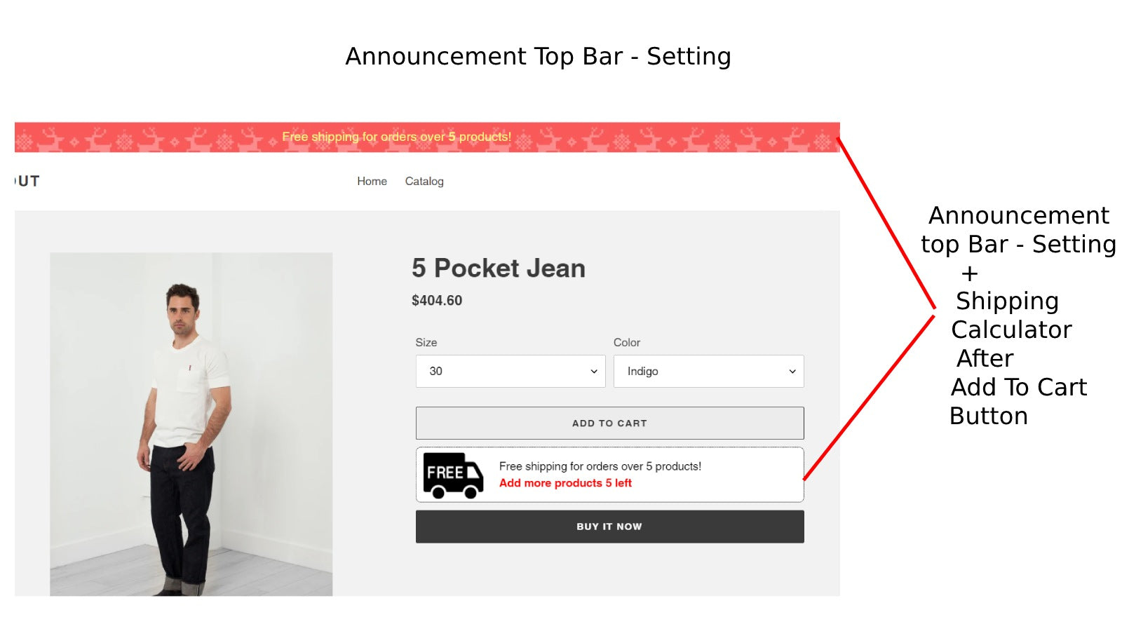 Announcement top Bar - Setting + Shipping  Calculator After ATC