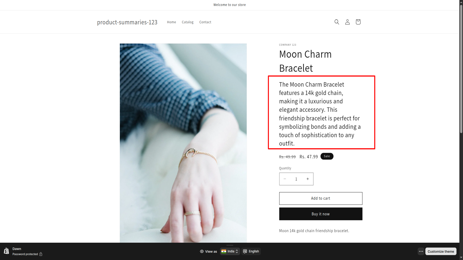 Storefront Product Summary 