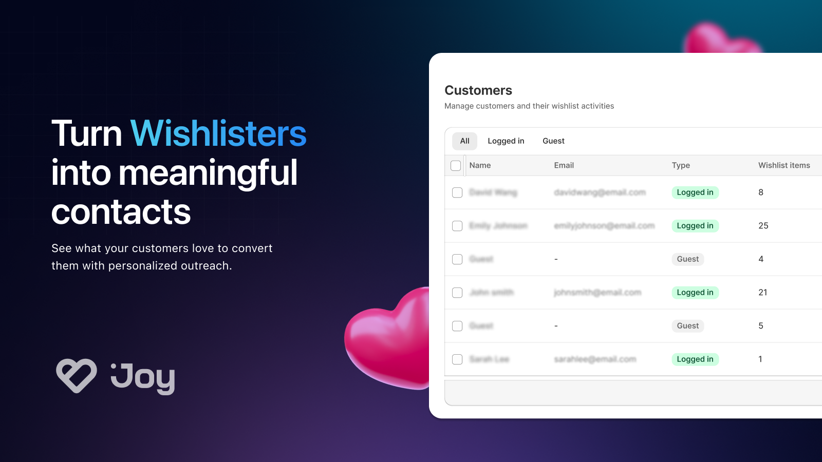 Turn Wishlisters into meaningful contacts