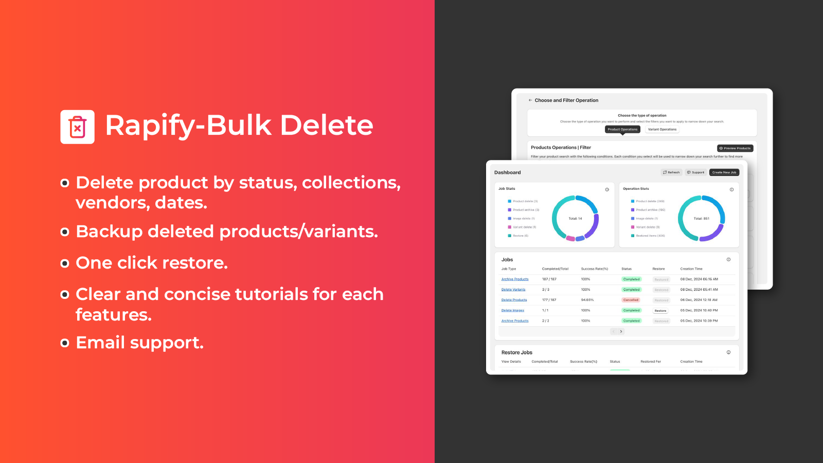 Bulk delete products with images based on collection, variant