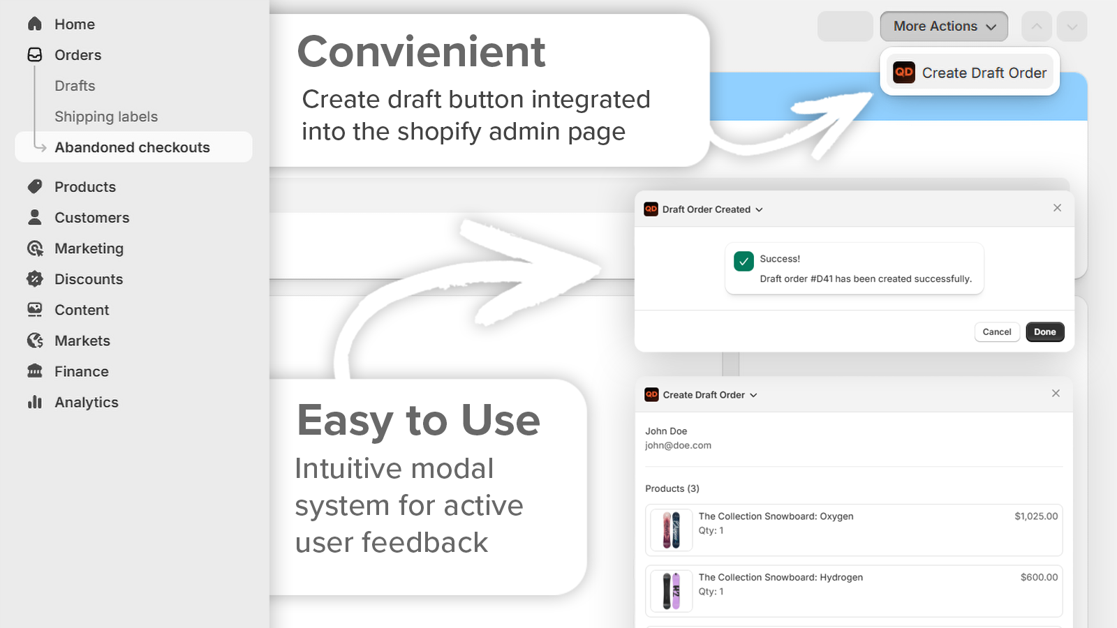 Integrated create draft button in admin interface, intuitive.