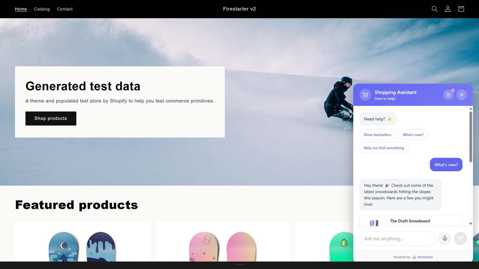 AI shopping assistant widget on Shopify storefront