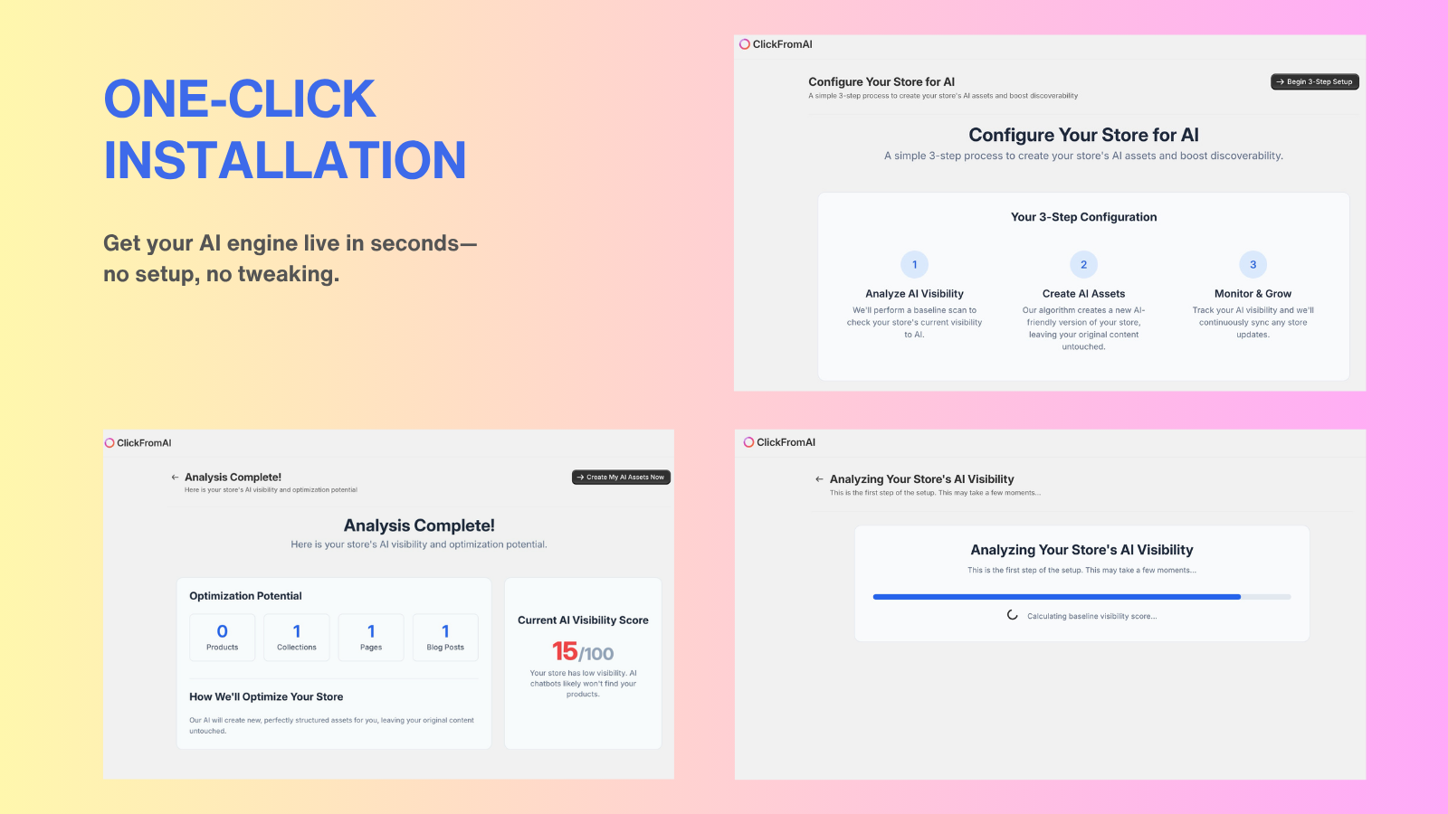 one-click installation | clickfrom.ai