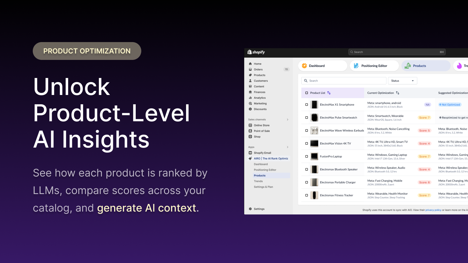 Unlock product-level insights with our product optimizer