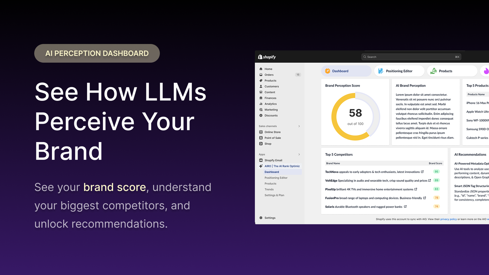 See how LLMs perceive your brand via our perception dashboard