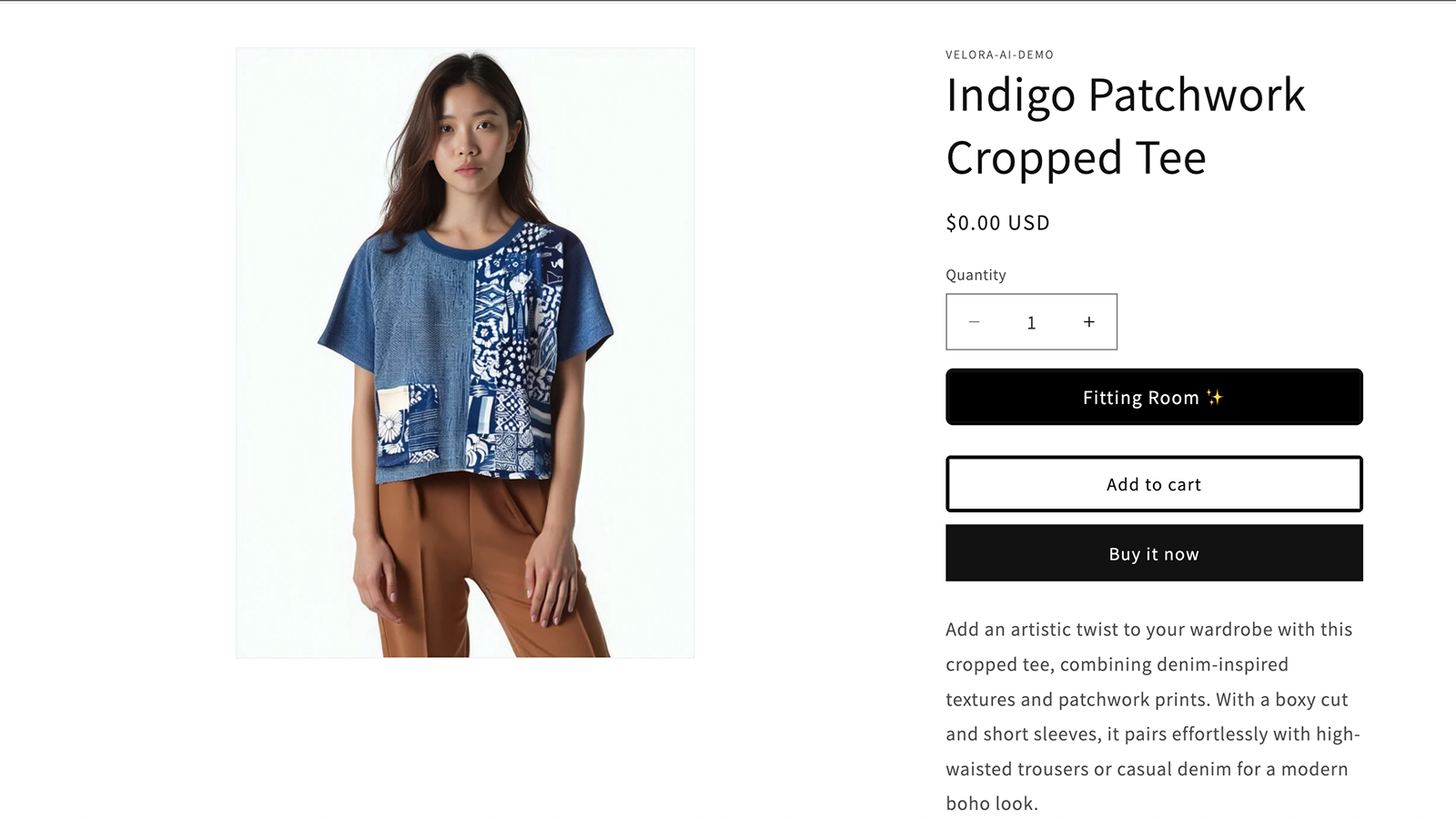 velora product details page