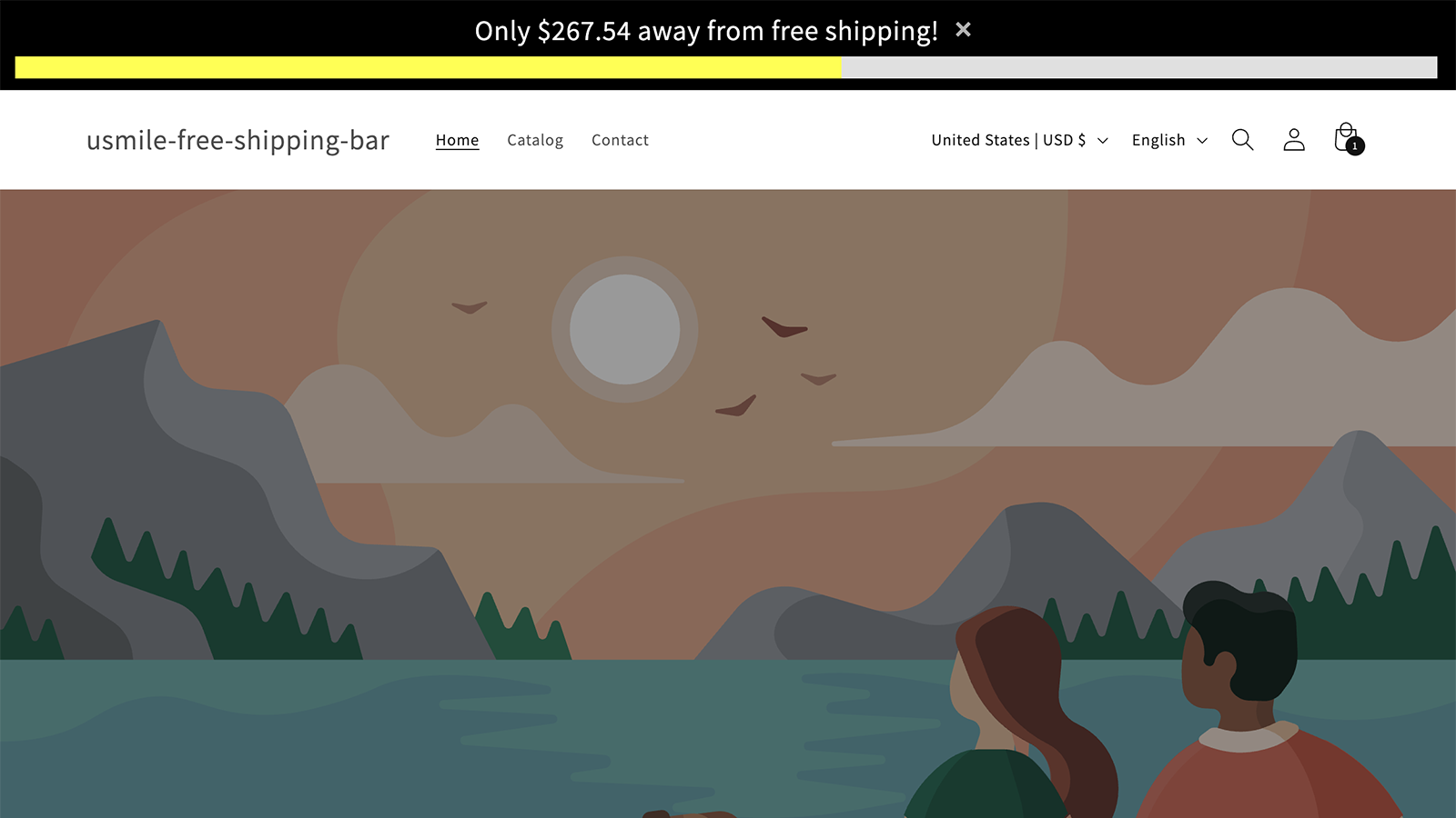 送料無料バーがストア上部に表示され残り金額を案内