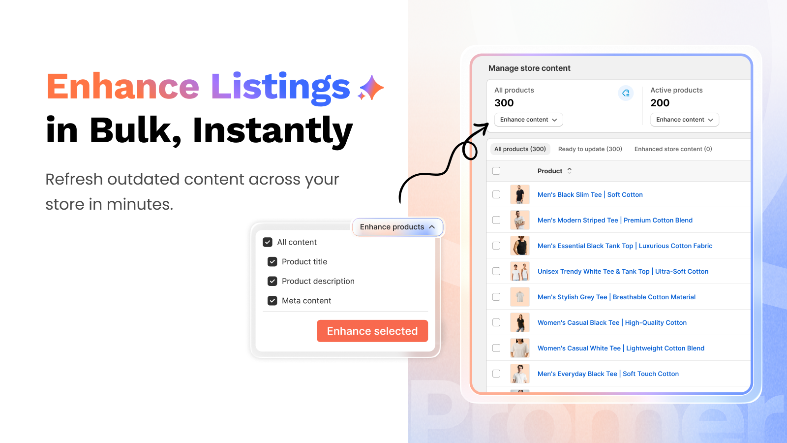 Enhance product listings in bulk with one-click AI updates