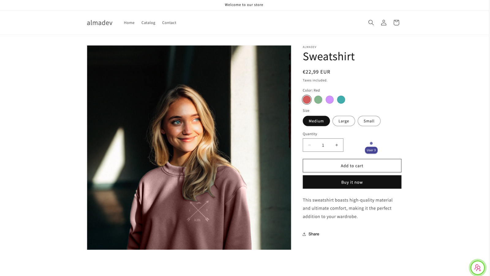 Viewing a product with someone else.